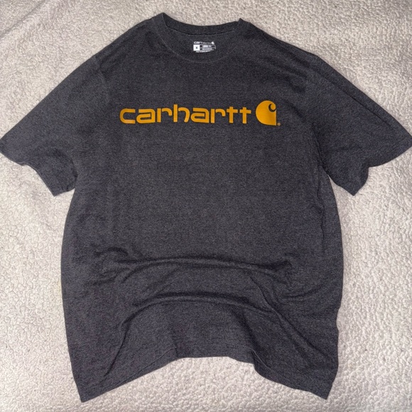 Carhartt Charcoal Tee with Mustard Logo - Picture 1 of 3